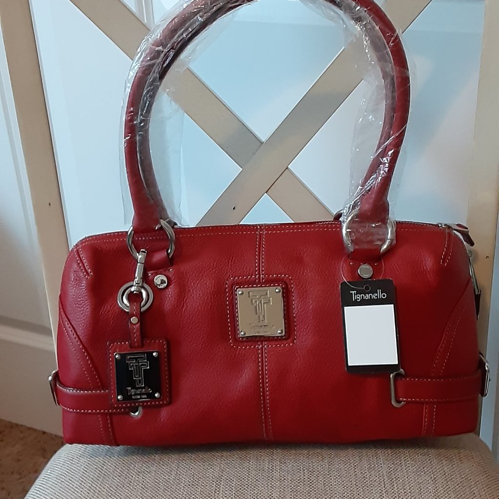 Leather Satchel & Sig. Print Wristlet & Keychain
